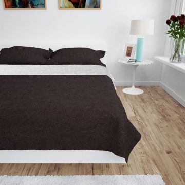 vidaXL Dvipusė dygsniuota antklodė, 230x260cm, kreminė ir ruda