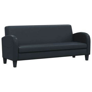 vidaXL Trivietė sofa, dirbtinė oda, juoda
