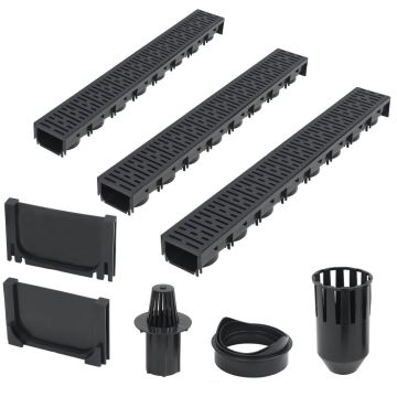 vidaXL Drenažo latakai, 3vnt., plastikas, 3m