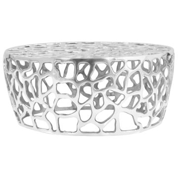 vidaXL Kavos staliukas, sidabrinės sp., 70x30cm, lietas aliuminis