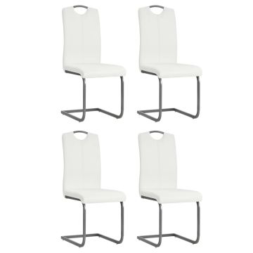 vidaXL Gembinės valgomojo kėdės, 4 vnt., baltos, dirbtinė oda