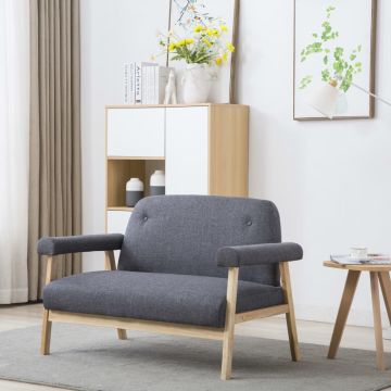 vidaXL Dvivietė sofa, audinys, tamsiai pilka