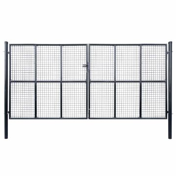 vidaXL Tinkliniai sodo vartai, cinkuotas plienas, 400x200 cm, pilki