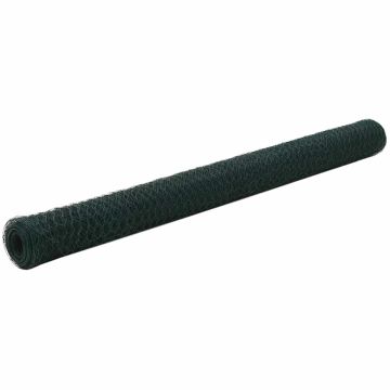vidaXL Vielinis tinklas viščiukams su PVC danga, žalias, 25x1,5m