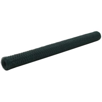 vidaXL Vielinis tinklas viščiukams su PVC danga, žalias, 25x1,5m