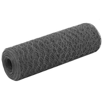 vidaXL Vielos tinklas viščiukų aptvarui su PVC danga, pilkas, 25x0,5m