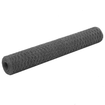 vidaXL Vielos tinklas su PVC danga, pilkas, 25x1m