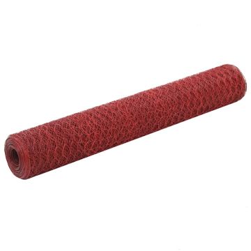 vidaXL Vielos tinklas su PVC danga, raudonas, 25x1m