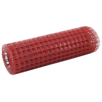 vidaXL Vielos tinklas su PVC danga, raudonas, 25x0,5m