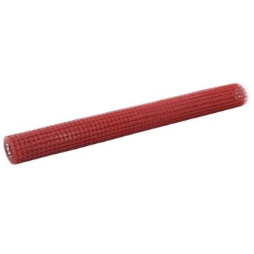vidaXL Vielos tinklas su PVC danga, raudonas, 25x1,5m