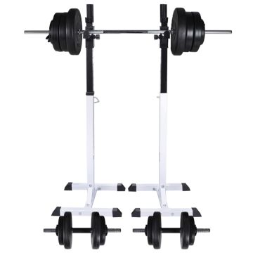 vidaXL Štangos-pritūpimų stovas su štanga ir hantelių rinkiniu, 60,5kg