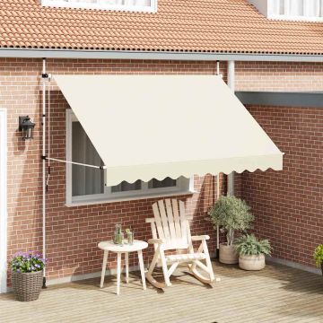 vidaXL Rankiniu būdu ištraukiama markizė, kreminė, 300cm