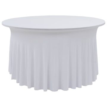 vidaXL Įtempiamos staltiesės su sijonais, 2vnt., baltos, 150x74cm
