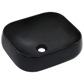 vidaXL Praustuvas, juodos spalvos, 44,5x39,5x14,5 cm, keramika
