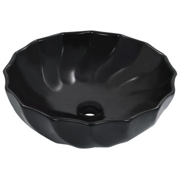 vidaXL Praustuvas, juodos spalvos, 46x17cm, keramika