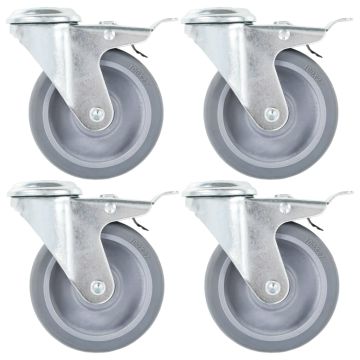 vidaXL Ratukai su stabdžiais, 4vnt., 100mm, tvirtinami varžtu