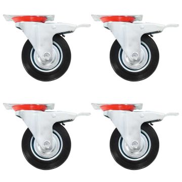 vidaXL Pasukami ratukai su dvigubais stabdžiais, 4 vnt., 100 mm
