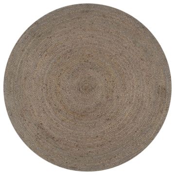 vidaXL Kilimas, pilkas, 90cm, džiutas, apvalus, rankų darbo