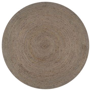vidaXL Kilimas, pilkas, 150cm, džiutas, apvalus, rankų darbo