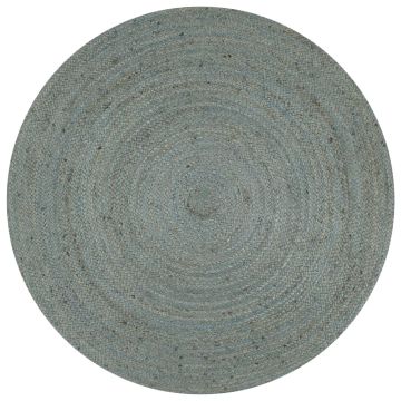 vidaXL Kilimas, alyv. žal. sp., 150cm, džiutas, apval., rankų darbo