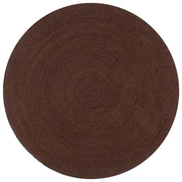 vidaXL Kilimas, rudas, 150cm, džiutas, apvalus, rankų darbo
