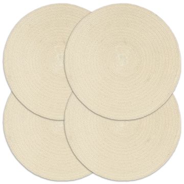 vidaXL Stalo kilimėliai, 4 vnt., natūralūs, 38cm, medvilnė, apvalūs