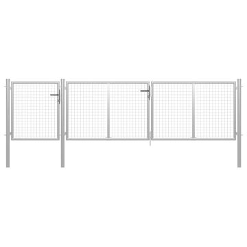 vidaXL Sodo vartai, plieniniai, 400x100 cm, sidabriniai