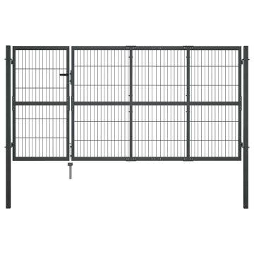 vidaXL Sodo vartai su stulpais, plieniniai, 350x120 cm, antracito spalvos