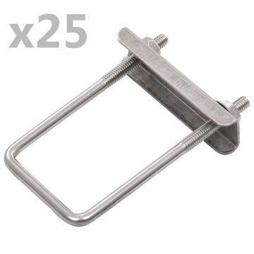 vidaXL U formos tvoros stulpų jungtys, 60x40mm, 25 rinkiniai