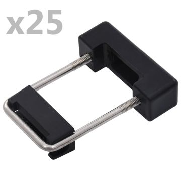 vidaXL U formos tvoros stulpų jungtys, 60x40mm, 25 rinkiniai