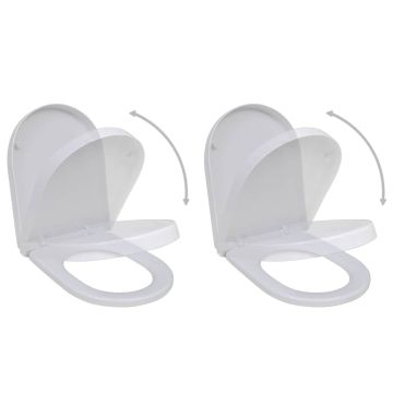 vidaXL Klozeto sėdynės, 2vnt., baltos, plastikas