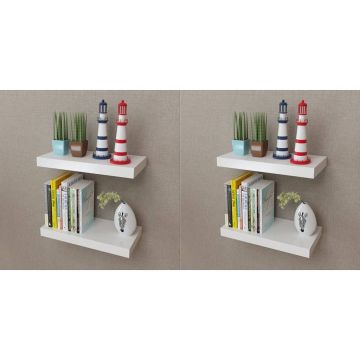 vidaXL Sieninės lentynos, 4vnt., baltos, 40 cm (2x242182)