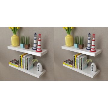 vidaXL Sieninės lentynos, 4vnt., baltos, 60 cm