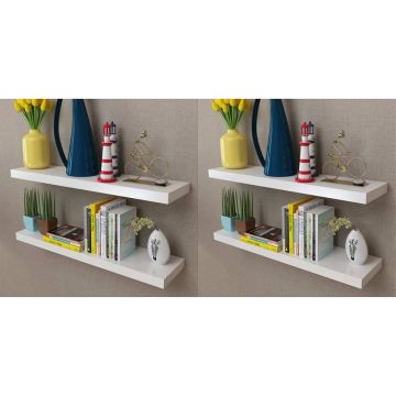 vidaXL Sieninės lentynos, 4vnt., baltos, 80 cm