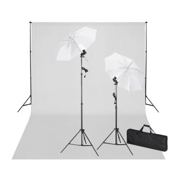 vidaXL Rinkinys fotostudijai, baltas fonas 600x300cm ir šviestuvai