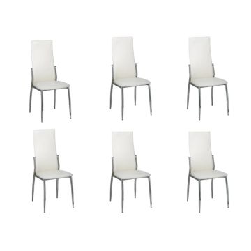 vidaXL Valgomojo kėdės, 6vnt., baltos, dirbtinė oda