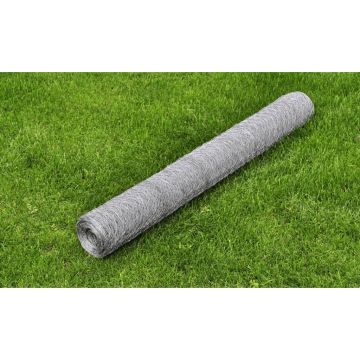 vidaXL Tinklinė tvora, sidabrinė, 1x25m, galvanizuotas plienas