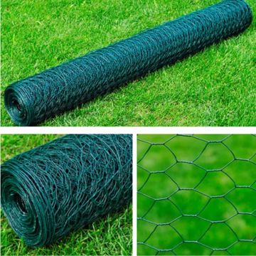 vidaXL Tinklinė tvora, tamsiai žalia, 1x25m, plienas, šešiakampė