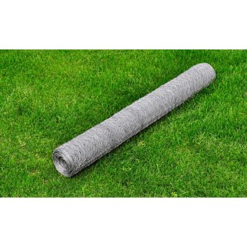 vidaXL Vielinis tinklas, sidabrinis, 25x0,75m, cinkuotas plienas