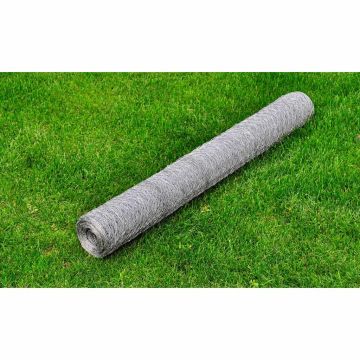 vidaXL Vielinis tinklas viščiukams, sidabrinis, 25x1m, plienas