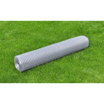 vidaXL Vielinis tinklas viščiukams, sidabrinis, 25x1m, plienas