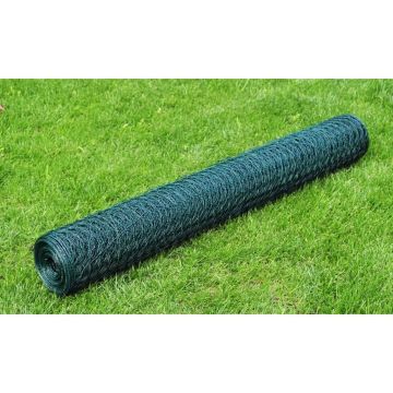 vidaXL Vielos tinklas, žalias, 25x0,5m, dengtas PVC danga