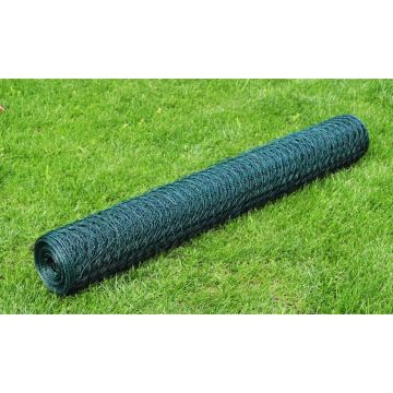 vidaXL Vielos tinklas, žalias, 25x0,5m, dengtas PVC danga