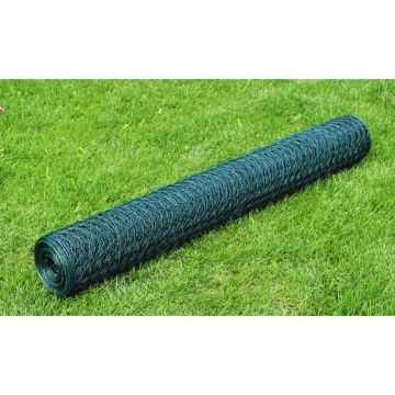 vidaXL Vielos tinklas, žalias, 25x1m, dengtas PVC danga