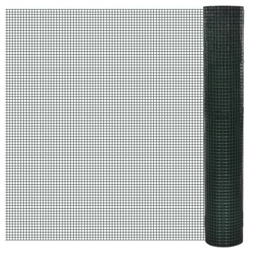 vidaXL Vielinis tinklas, žalias, 10x1m, cinkuotas ir dengtas PVC