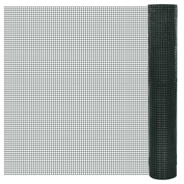vidaXL Vielinis tinklas viščiukams su PVC danga, žalias, 25x1m