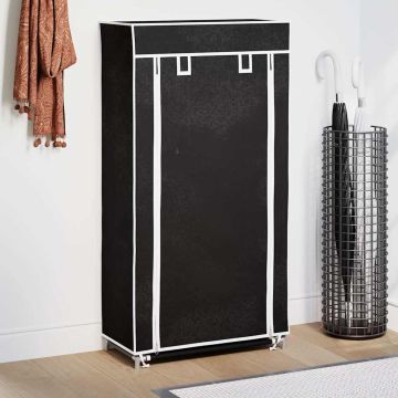 Medžiaginė Spintelė Batams 58 x 28 x 106 cm, Uždaroma, Juoda