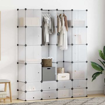 vidaXL Modulinė spinta, 18 skyrių, balta 37 x 146 x 180,5 cm