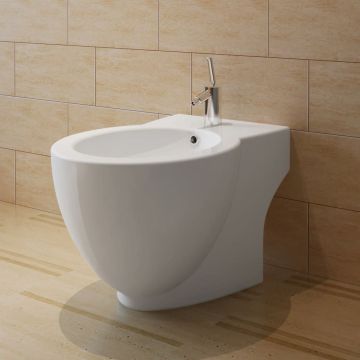 vidaXL Bidė, apvali, pastatoma, balta, aukštos kokybės keramika
