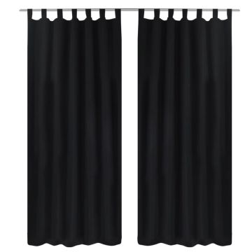 Juodos Užuolaidos su Kilpomis 140 x 175 cm, 2 vnt., Mikro Satinas